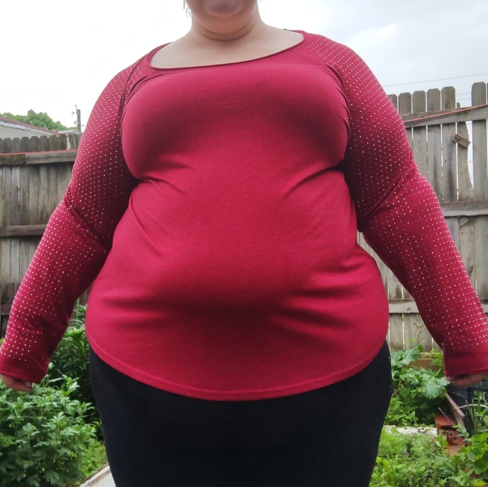 Cato Wine Red Bling Sleeve Tee 22/24